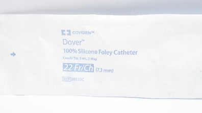 Covidien 20522C Dover 100% Silicone Foley Cath. 5ml,2-Way 22Fr/Ch